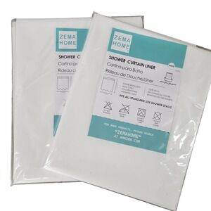 2 Pack Shower Curtain Liner White PEVA Water Repellent Weighted Hem Grommets